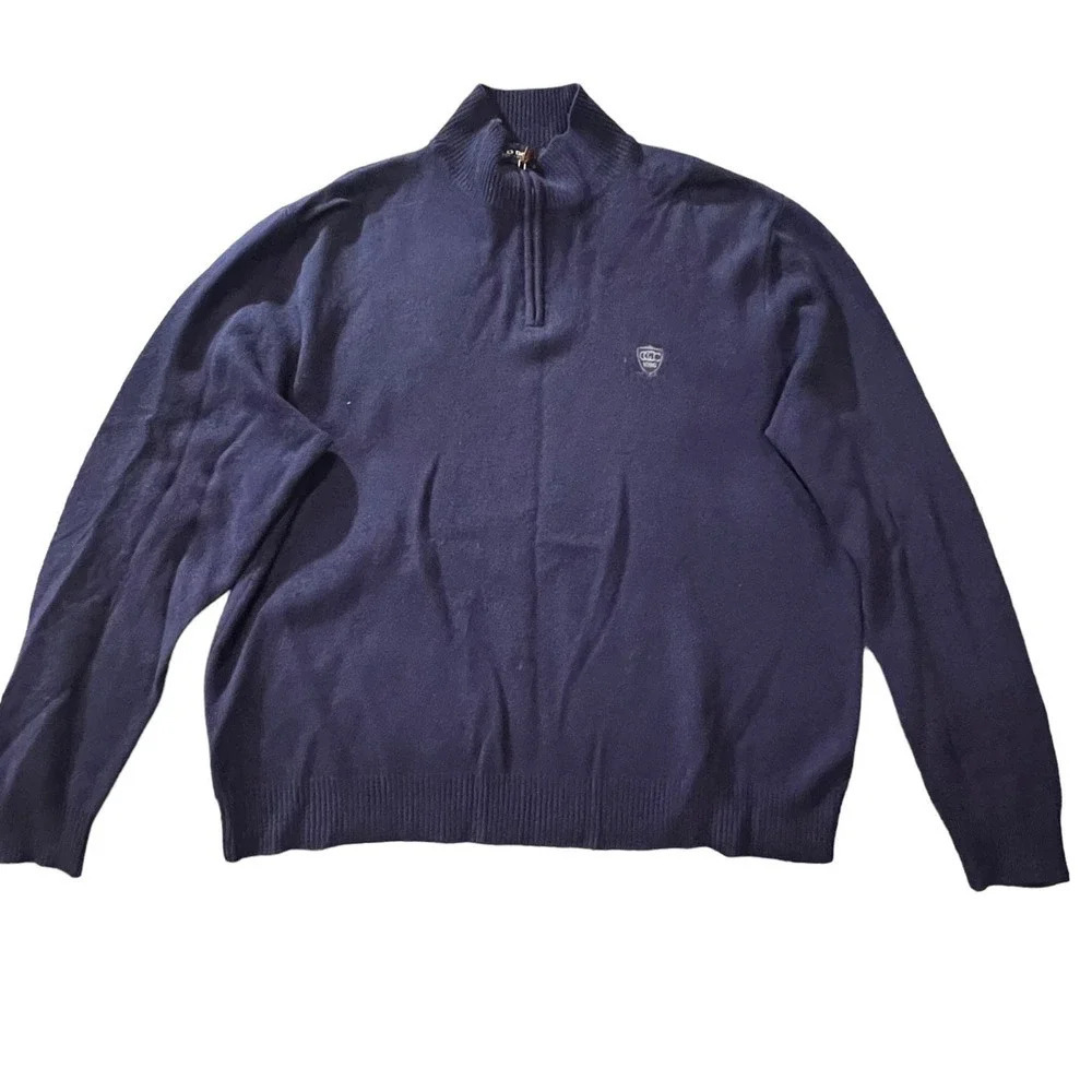 Polo Golf Navy Wool-Cashmere Blend 1/4 Zip‎ Mock Neck Sweater Men's Large